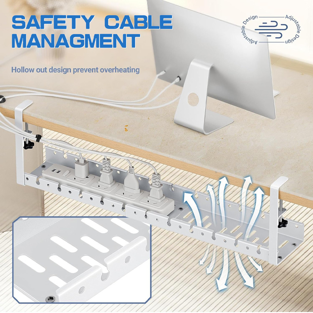sportfront Extendable Under Desk Cable Management Tray Heavy Duty Cord ...