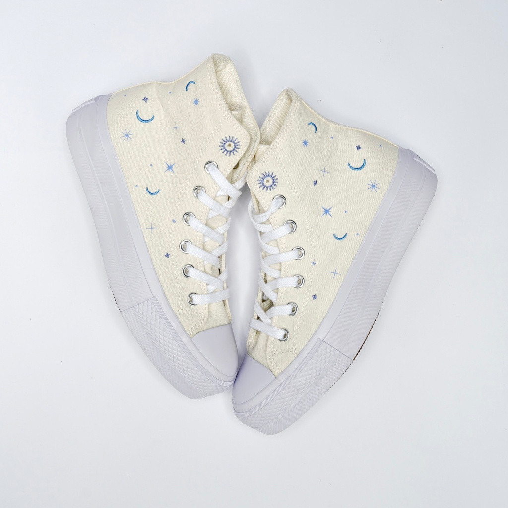 2023 Spring New Star Moon Embroidery Thick Sole Elevated Shoe Converse 