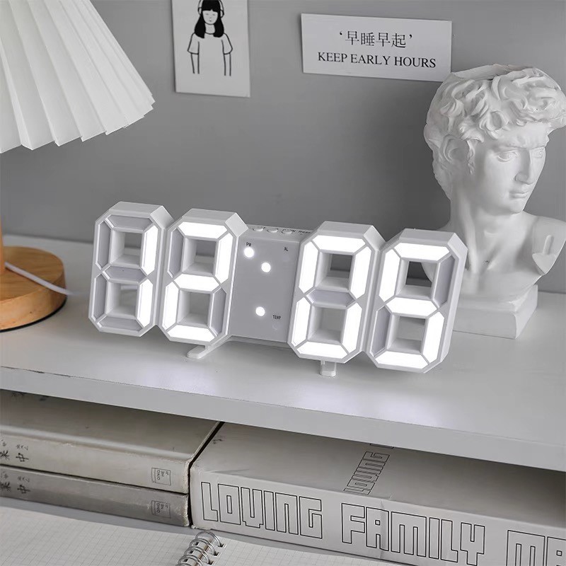 Mini Desktop Digital Clock Wall Decor 3D Digital Clock Smart Snoring ...