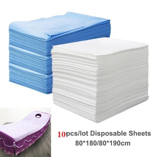 10 Pcs/bag Disposable Bed Sheets Non Woven Spa Massage Breathable Solid