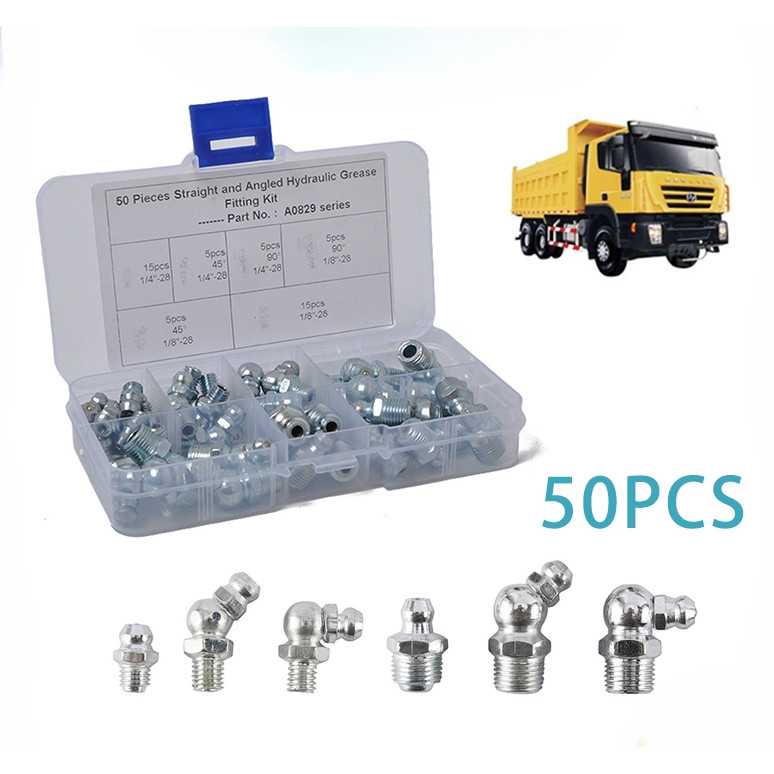 [Fast Shipping] Grease Fitting 50PCS Straight And Angled Grease Zerk Kit For Replacing Missing