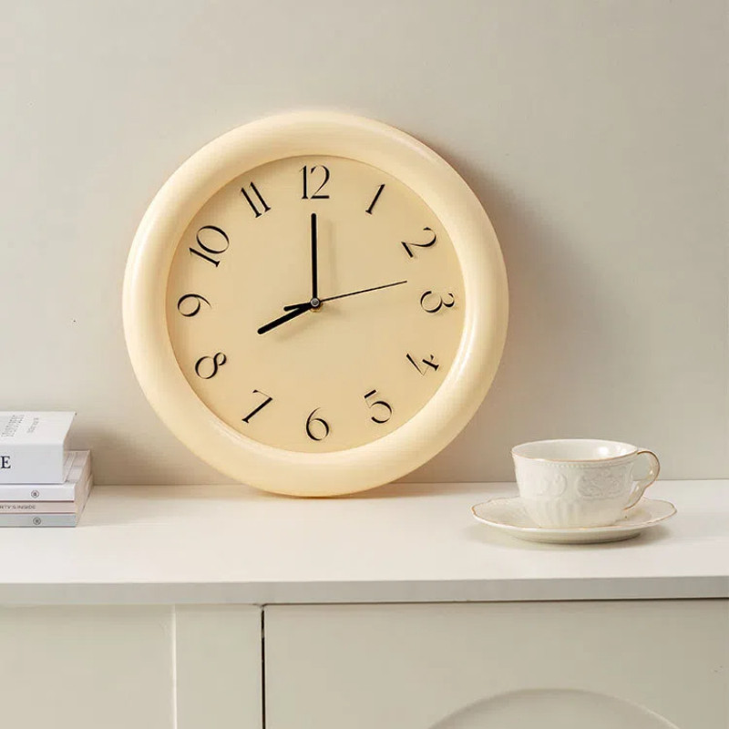 Aesthetic Donut Clock Cream Color Wall Clock 12-inch Elegant Modern ...
