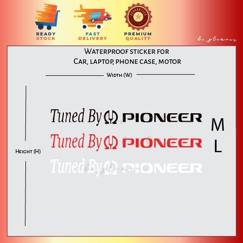 Tuned by Pioneer reflective sticker kereta stiker motor waterproof ...