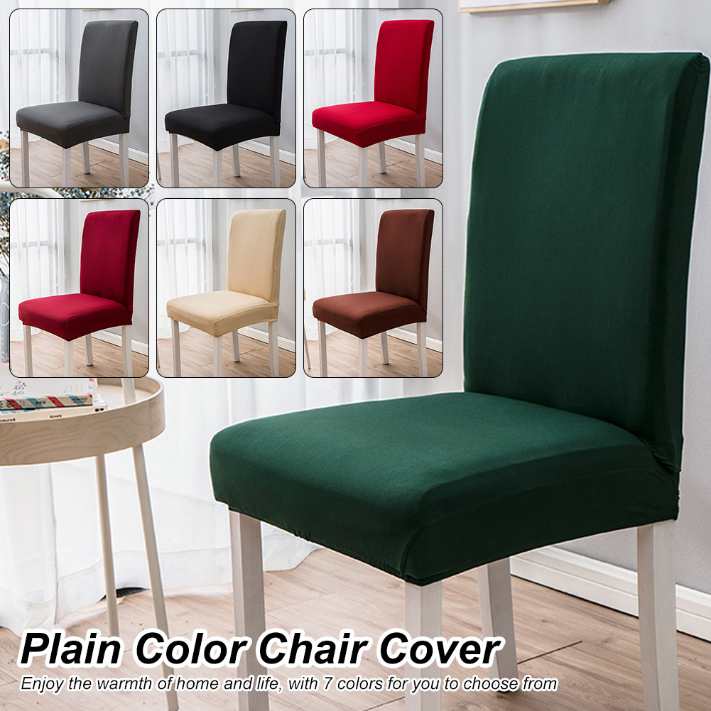Plain Color Chair Cover Dining Spandex Elastic Chair Cover Stretchable ...
