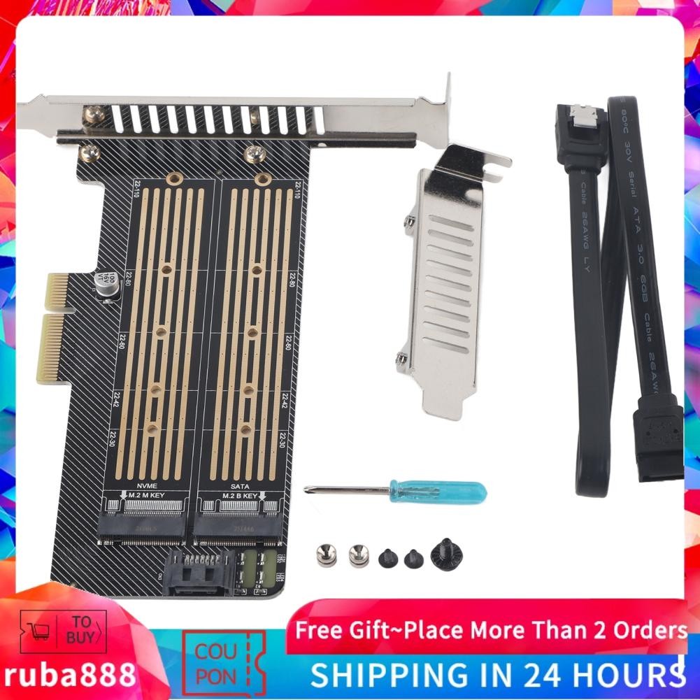Ruba888 NGFF M.2 Adapter Card PCI-E B-Key+M-Key NGFF+NVME Interface SSD ...