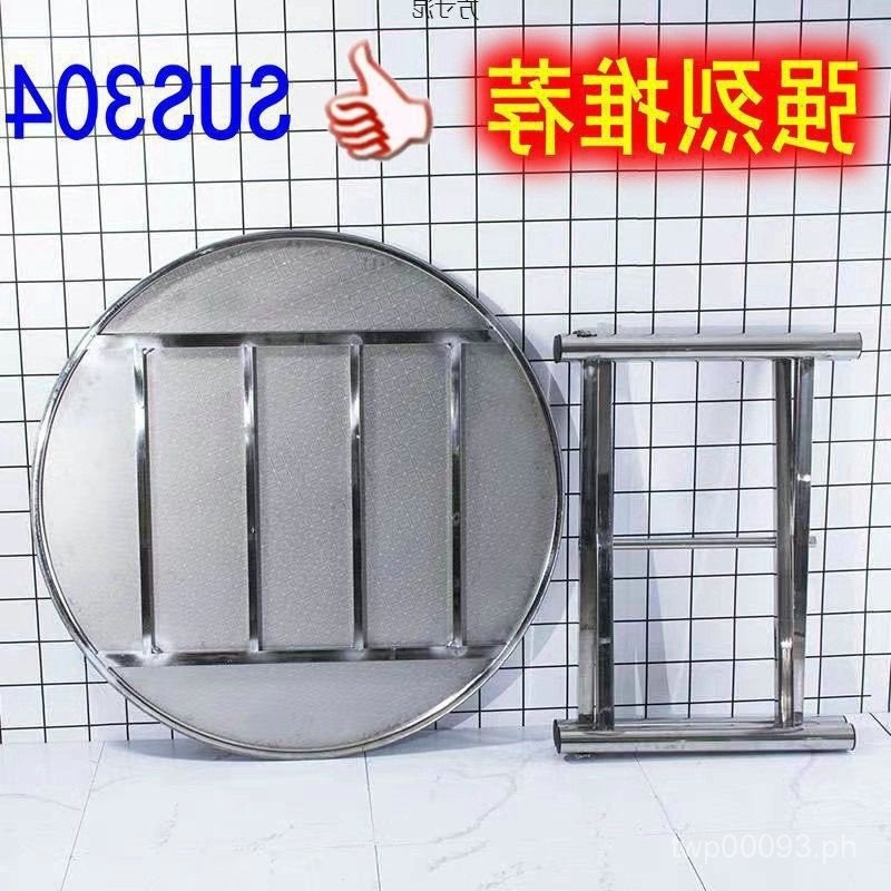 Stainless Steel round Table Folding Table Sub-Dining Household Folding ...