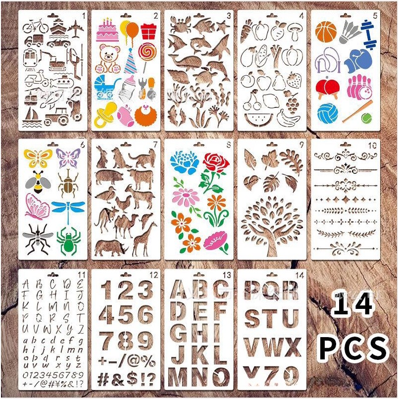 【F】Graffiti template English alphanumeric drawing template hollowed out ...