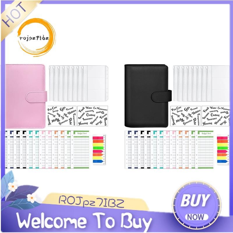 A6 PU Notebook Binder Budget Planning Binder Cover,8 Binder Pockets