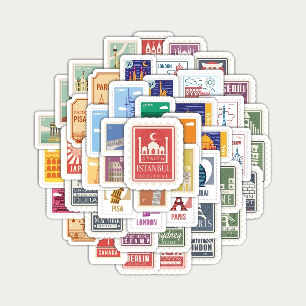 Sticker Pack Sticker Stamp Post Paris New York London Rome Sticker ...