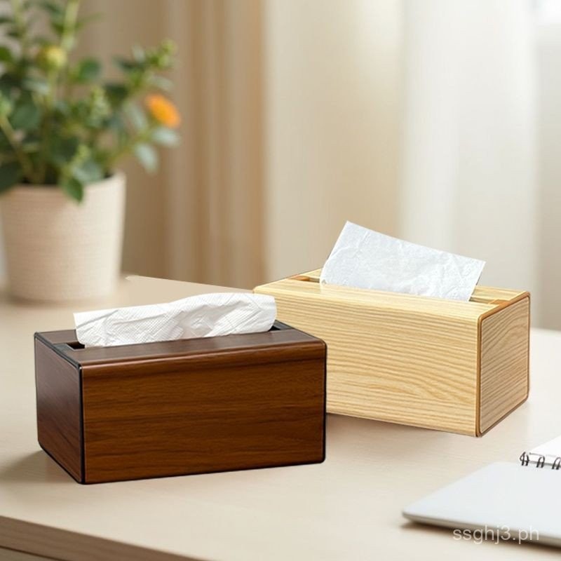 High-end Tissue Box Creative Space Wood Grain Metal Tissue Box Living ...
