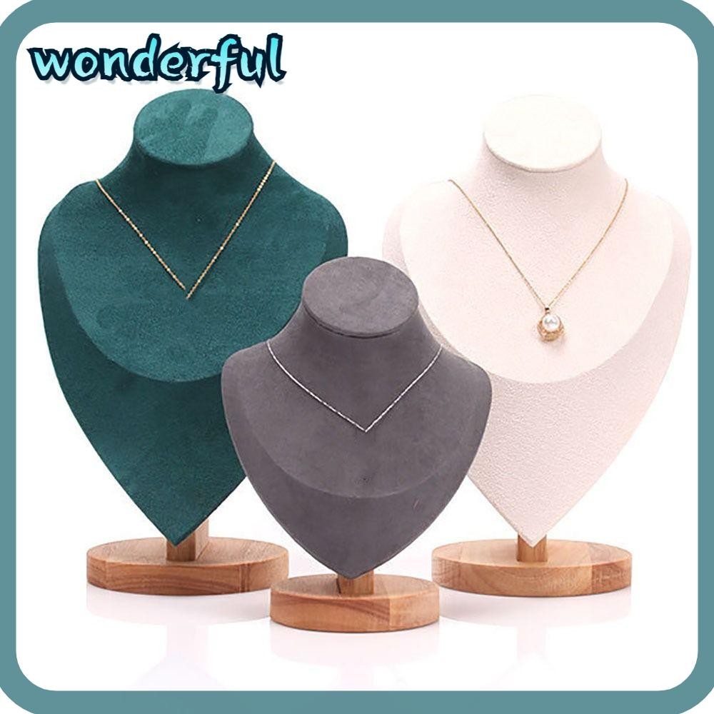 WONDER Necklace Display Rack, Show Wooden Jewelry Storage Rack, Velvet ...