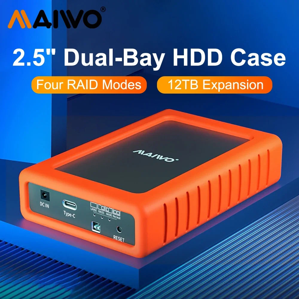 MAIWO Hard Drive Array Enclosure Dual-bay for 2.5 inch External HDD SSD ...
