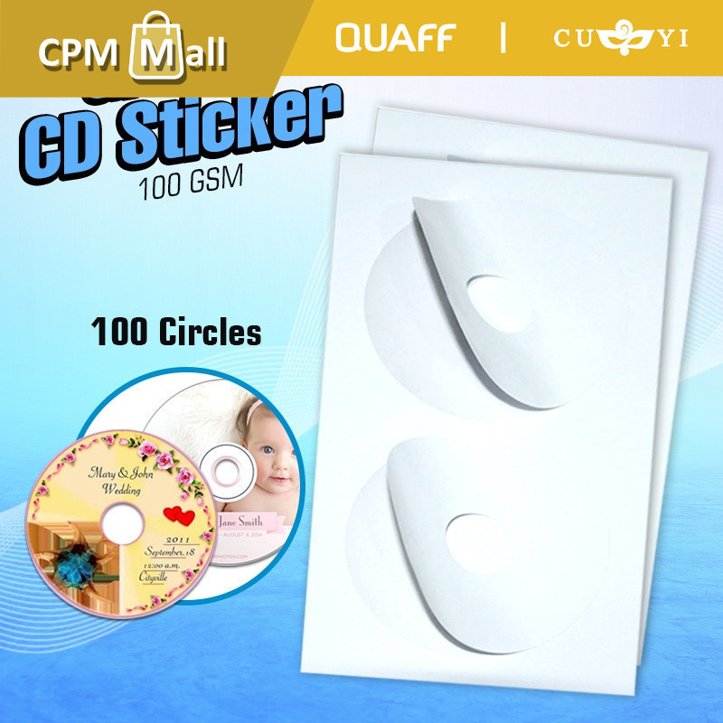 100 Circles Matte CD Sticker Label 100 GSM (1130x250mm Circles ...