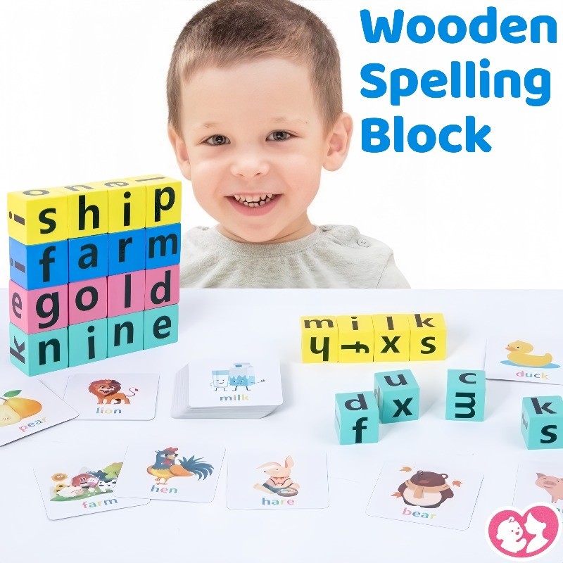 Wooden Spelling Block Alphabet Spelling Game Puzzle Game Kids ...