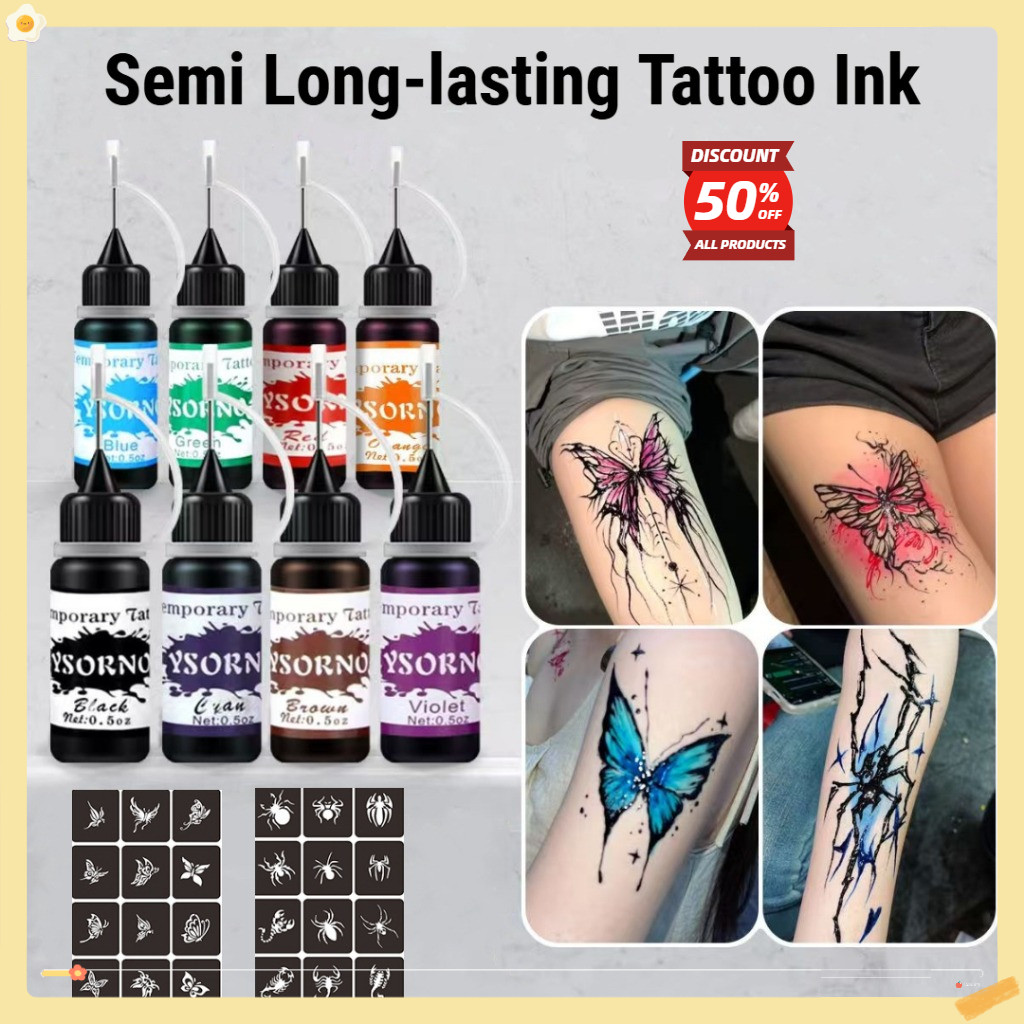 MSS 10Ml Temporary Tattoo Liquid Tattoo Template Stickers Waterproof ...