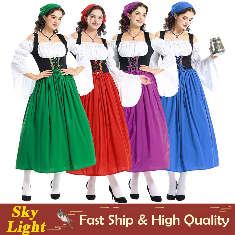 Ladies Green Beer Maid Costume – Oktoberfest German Fancy Dress – Full Outfit By Costumes AU