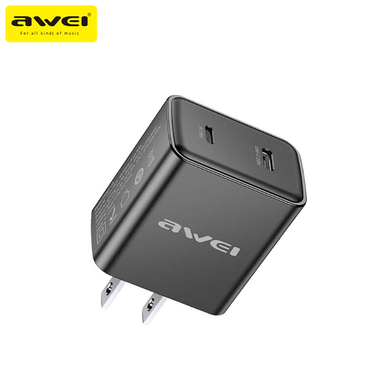 Awei PD62US Wall Charger Dual Port US Plug 20W Quick Charging Over