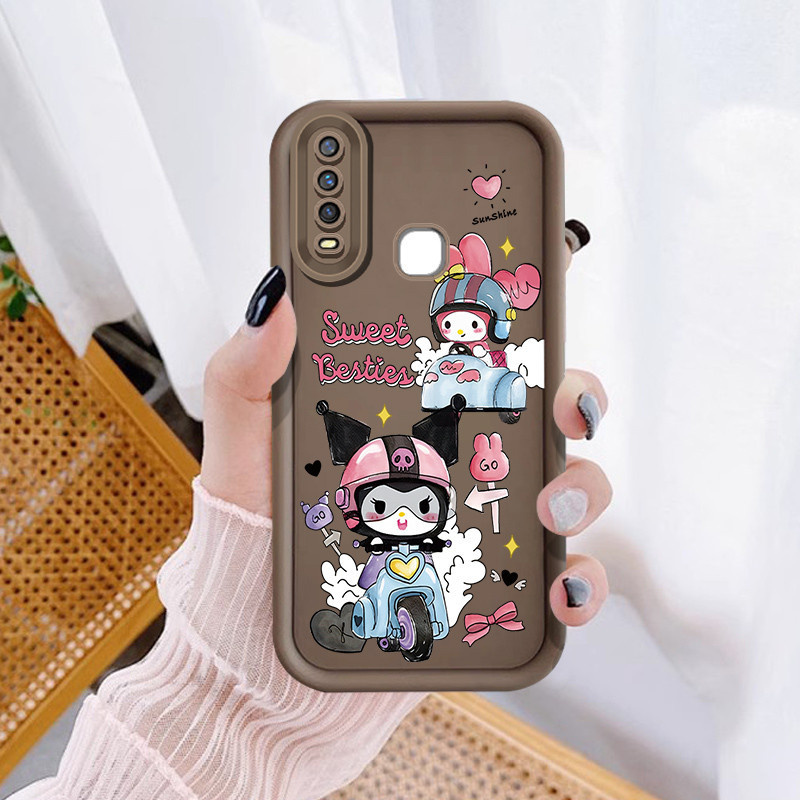 COOL biker Kuromi case for VIVO Y03 Y22 Y22S Y27 Y28 Y31 Y35 Y36 Y52 Y75S  Y66 Y67 Y65 Y71 Y71i Y72 Y76 Y76S Y83 Y81 Y81i Y85 1808 1803 1812 soft