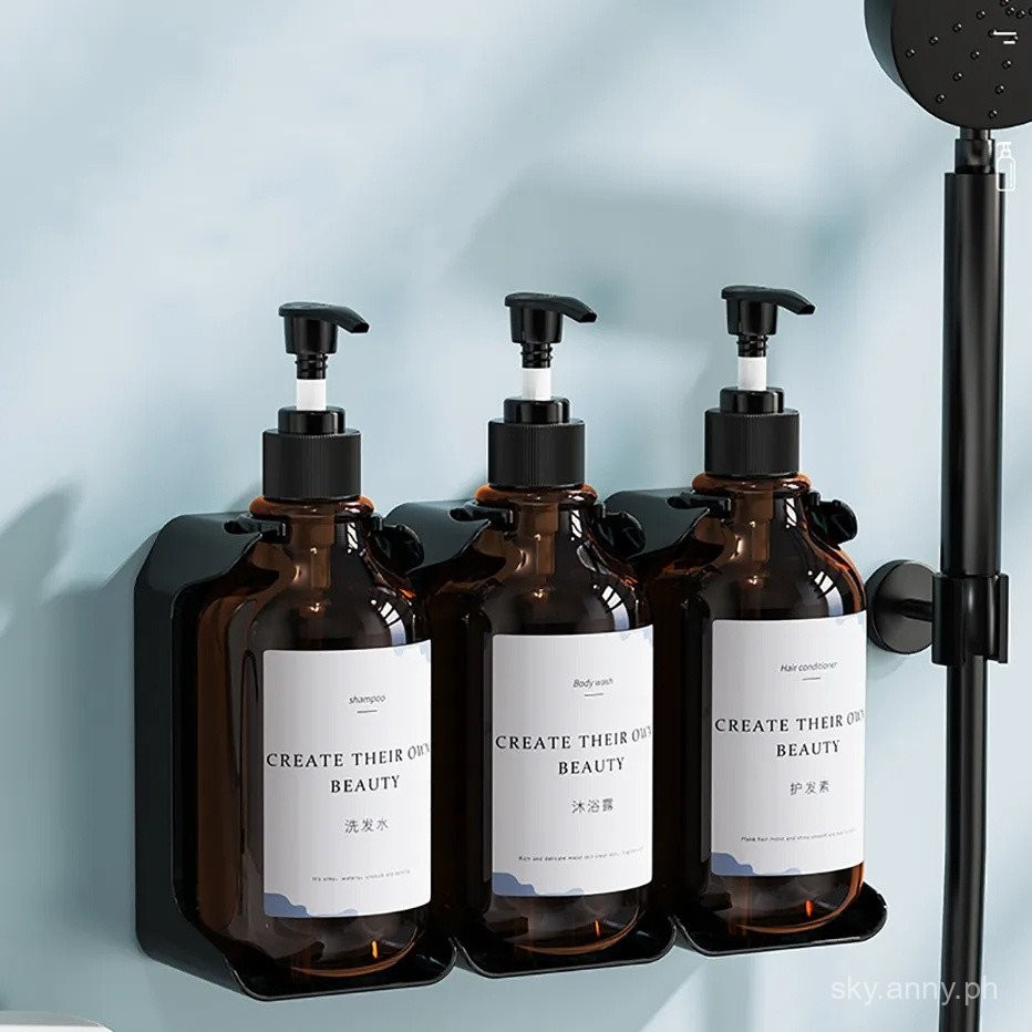 Wall Mounted Soap Dispenser Set Refillable Shampoo Conditioner Body
