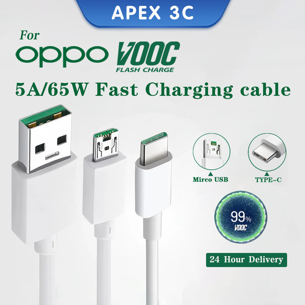 Oppo Original USB Type-C SuperVOOC Charger Adapter Cable 6.5A USB-C Fast Cord O - Foto 2