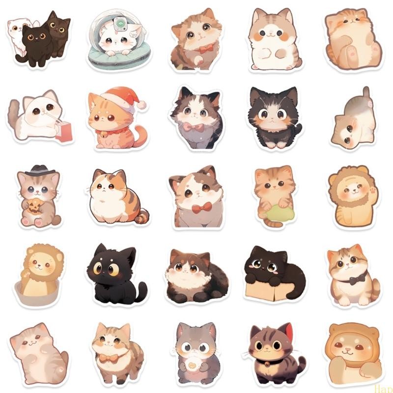 Hap 50Counts Kitten Animal Sticker Water Resistant Sticker for ...