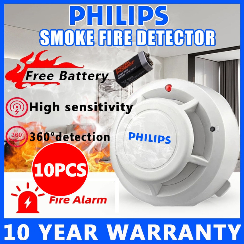 PHILIPS 10PCS Smoke Detector Fire Alarm Sensitive Sensor With Free ...