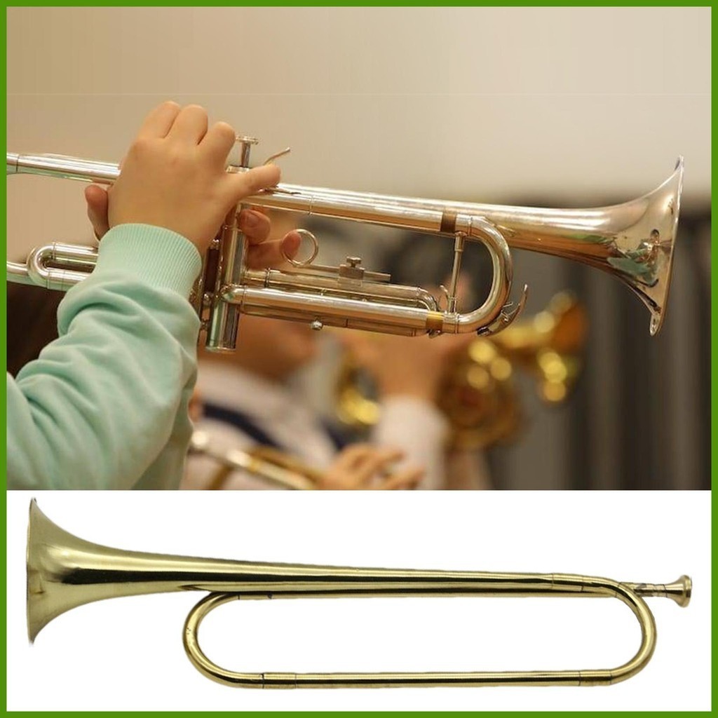 Pocket Trumpet Gold Plated Brass Cavalry Bugle Horn Retro Standard