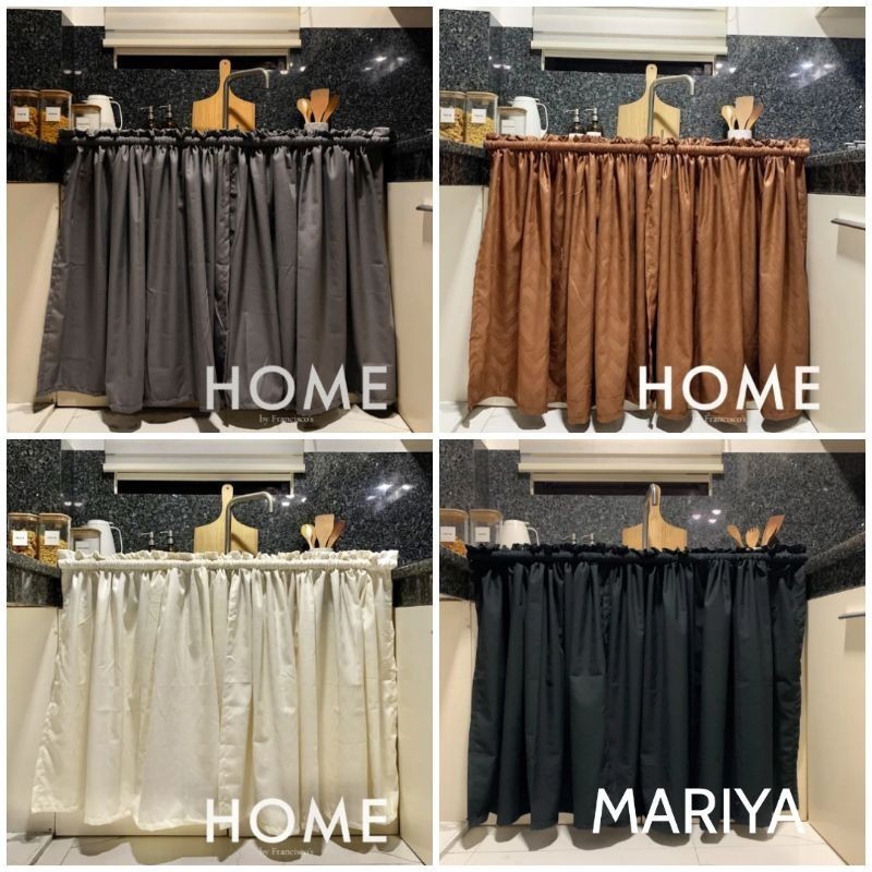 Kitchen Sink Plain Geena 60x30 Standard Size sink Curtains fabric plain