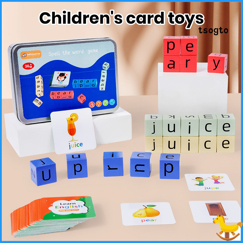 [Toto] Wooden Letter Blocks Matching Game with 54 Question Cards ...