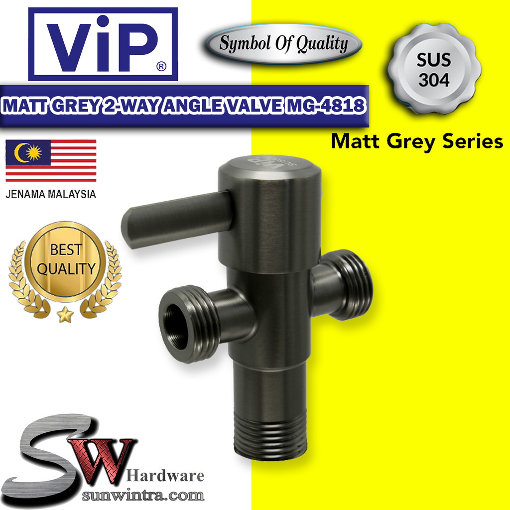 VIP SUS304 MATT GREY 2-WAY ANGLE VALVE MG-4818 MG4818 TWO WAY ANGLE ...