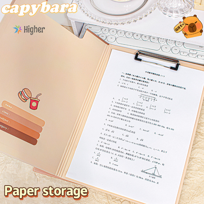 Higher＞ Cartoon Capybara Waterproof File Folder A4 Binder Test Paper ...
