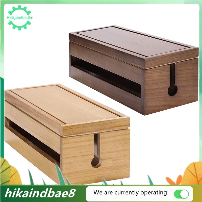 [hIkAi] Cable Management Box Wooden Cord Organizer Box for Extension