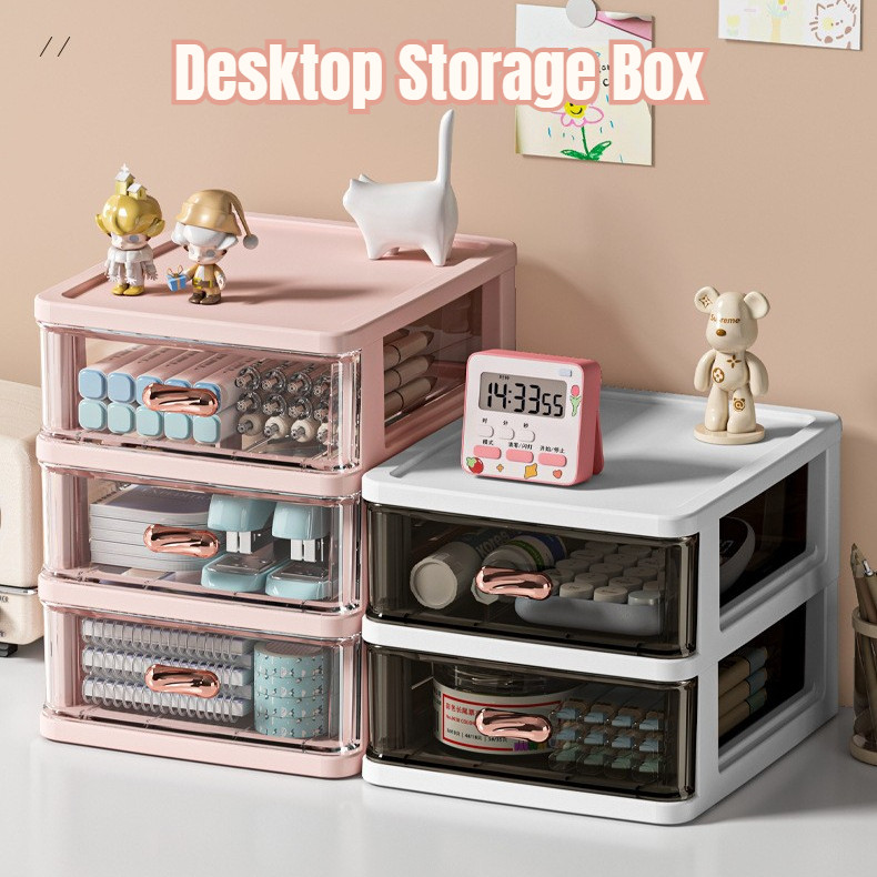 Desktop Storage Box Transparent Drawer Cabinet Office Desk Stationery ...