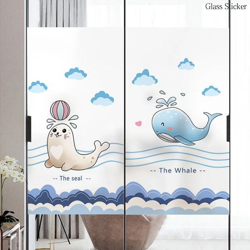Cartoon Cute Electrostatic Frosted Glass Film Bathroom Privacy Window ...