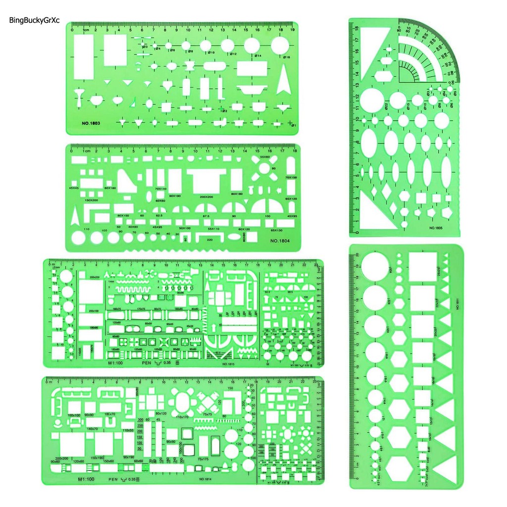 6 Pcs Architect Multi Purpose Drawing Template Geometric Drawings ...