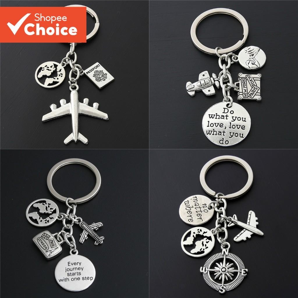 1pc World Map Charms Airplane Key Chains No Matter Where Pendant Key ...