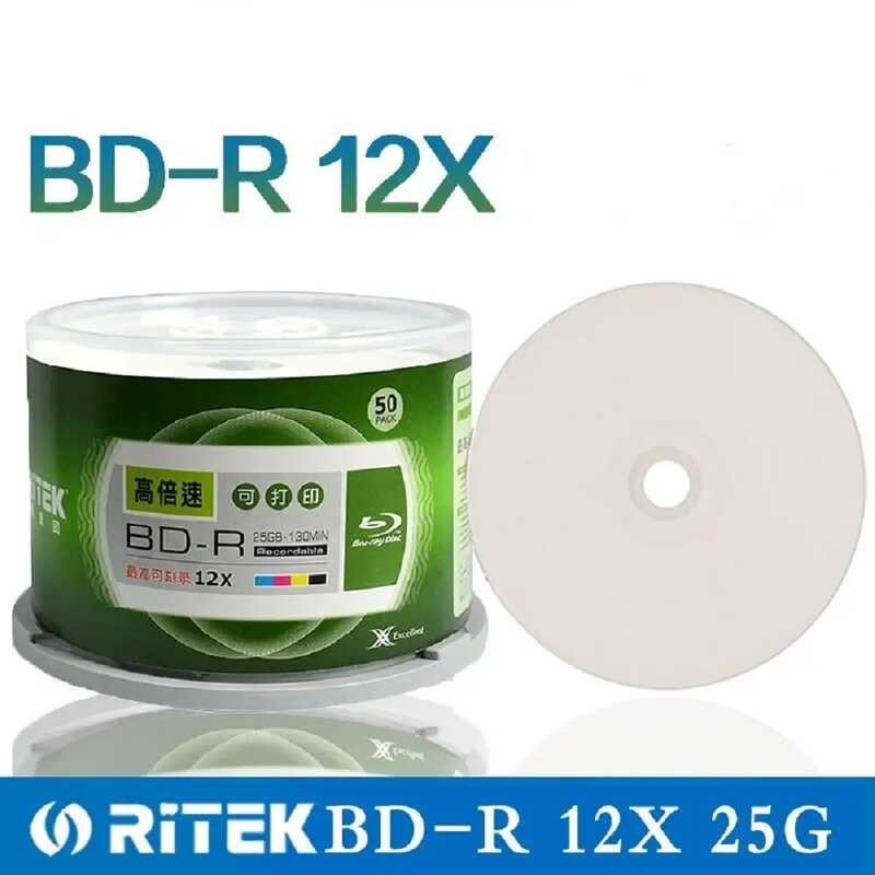 50 Pieces Ritek 25GB BD-R 2-12X Speed A+ Grade Printable Blu ray Blank ...