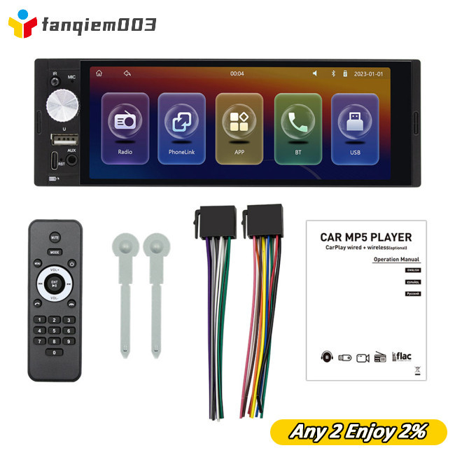 Fan Wireless Car Stereo 6.36Inch IPS Screen MP5 Player V5.1 Hands Free
