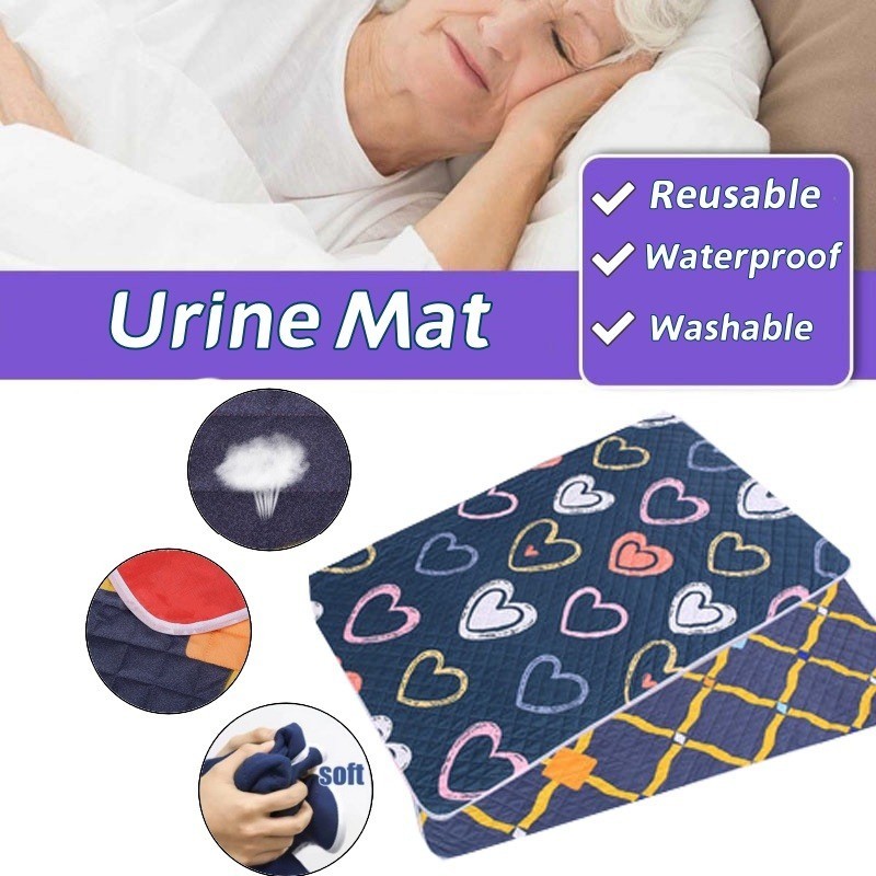 Reusable Urine Mat Washable Changing Mat Pad Cotton Underpad Waterproof ...