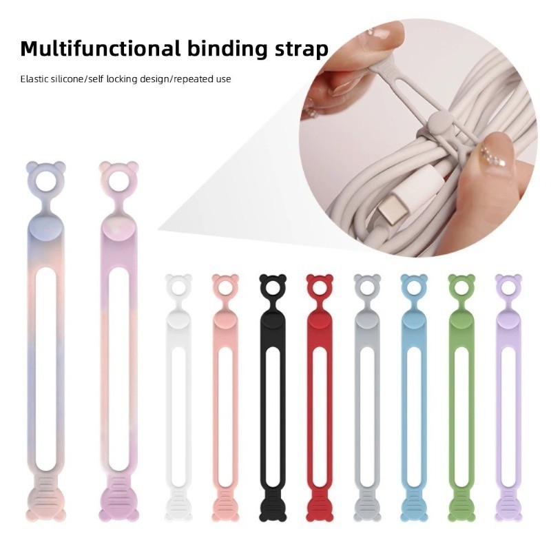 Cute Soft Silicone Ribbon Organize Data Cables Ties Curtain Tighten ...