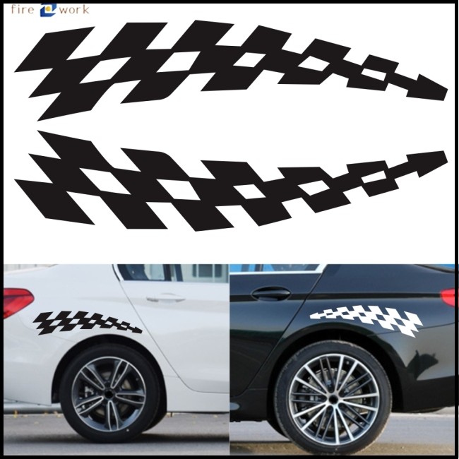 Special Offer! Racing Stickers Vehicle Car Decals Plaid Wheel Flags ...