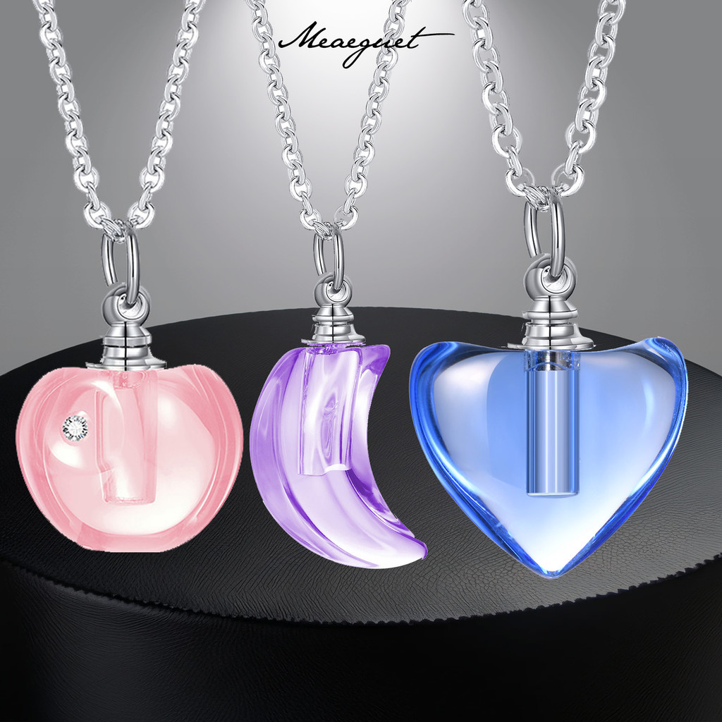 Meaeguet Glass Urn Necklace Pendant for Ashes Cremation,Moon Teardrop ...