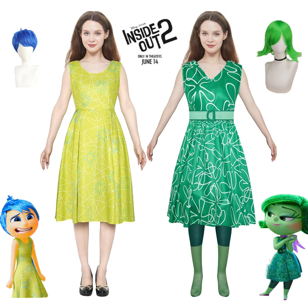 Anime Inside Out 2 Joy Yellow Costume for Adult Women Disgust Green Dress  Wig Terno Halloween Party Cosplay Clothes | Shopee Philippines
