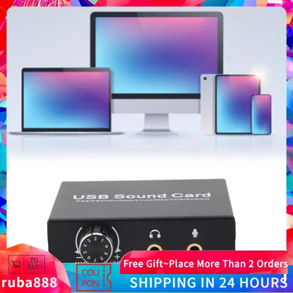 Ruba888 USB Sound Card Electret Microphone Volume Adjustment External