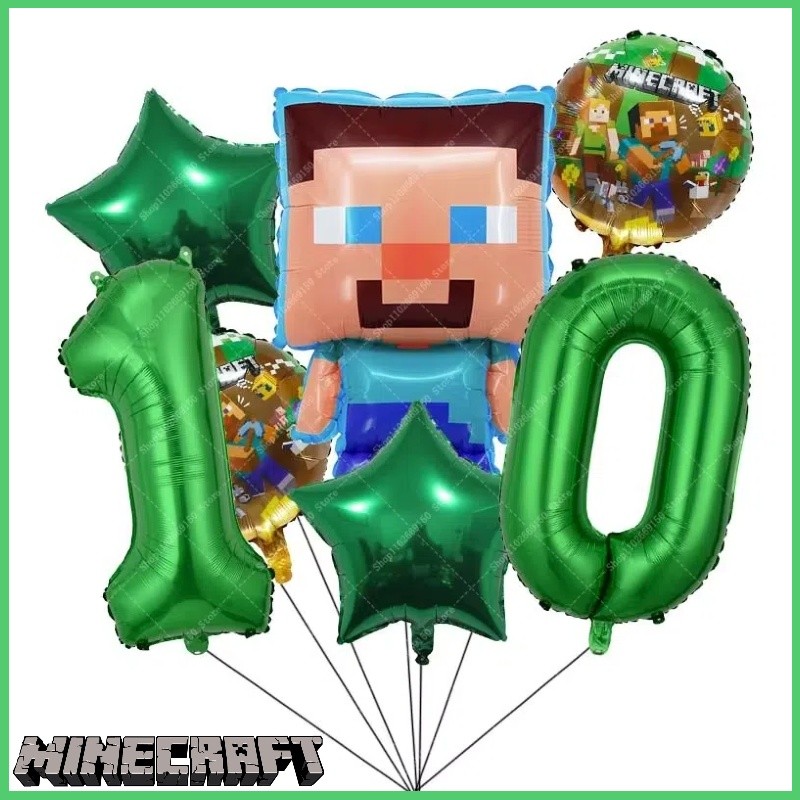 Minecraft Balloon Set Birthday Party Supplies Digital Balloon Cartoon ...
