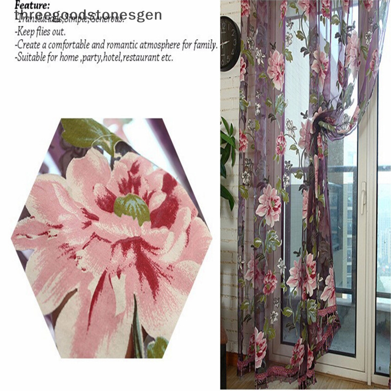 TGS 100*200cm Peony Flowers Curtain Door Curtain Window Room Divider ...