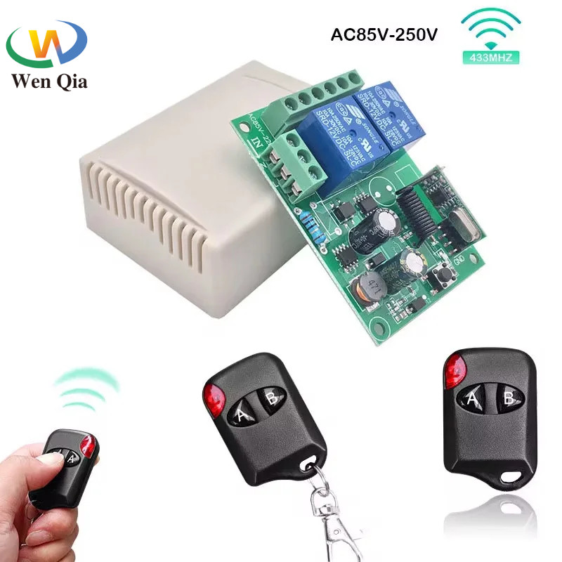 Universal RF 433Mhz Wireless Gate Remote Control Switch AC 110V 220V 2 ...