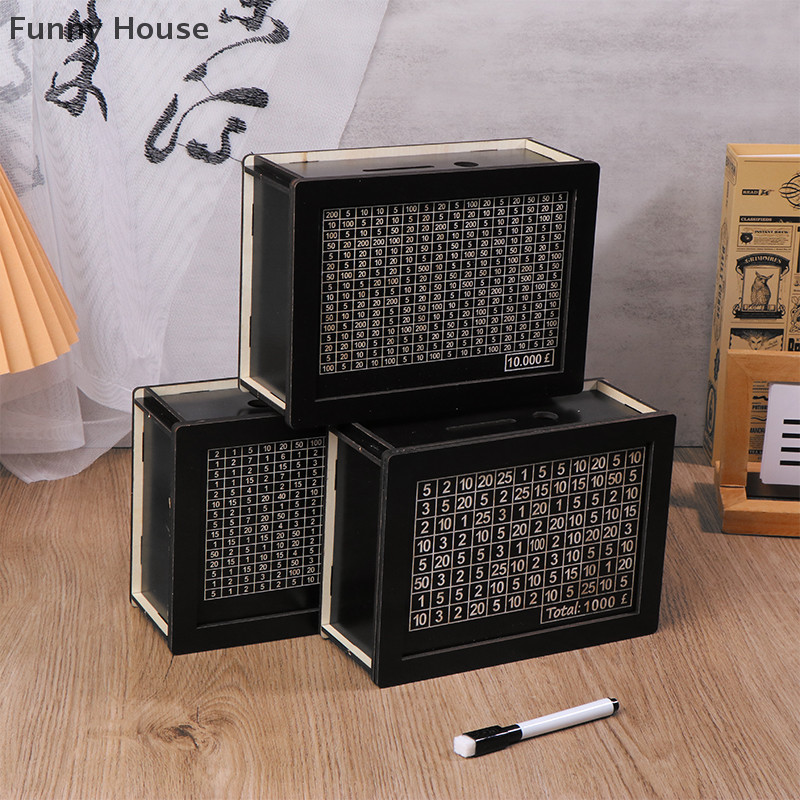 Funny House Black Reusable Piggy Bank With Money Goal Counter Piggy