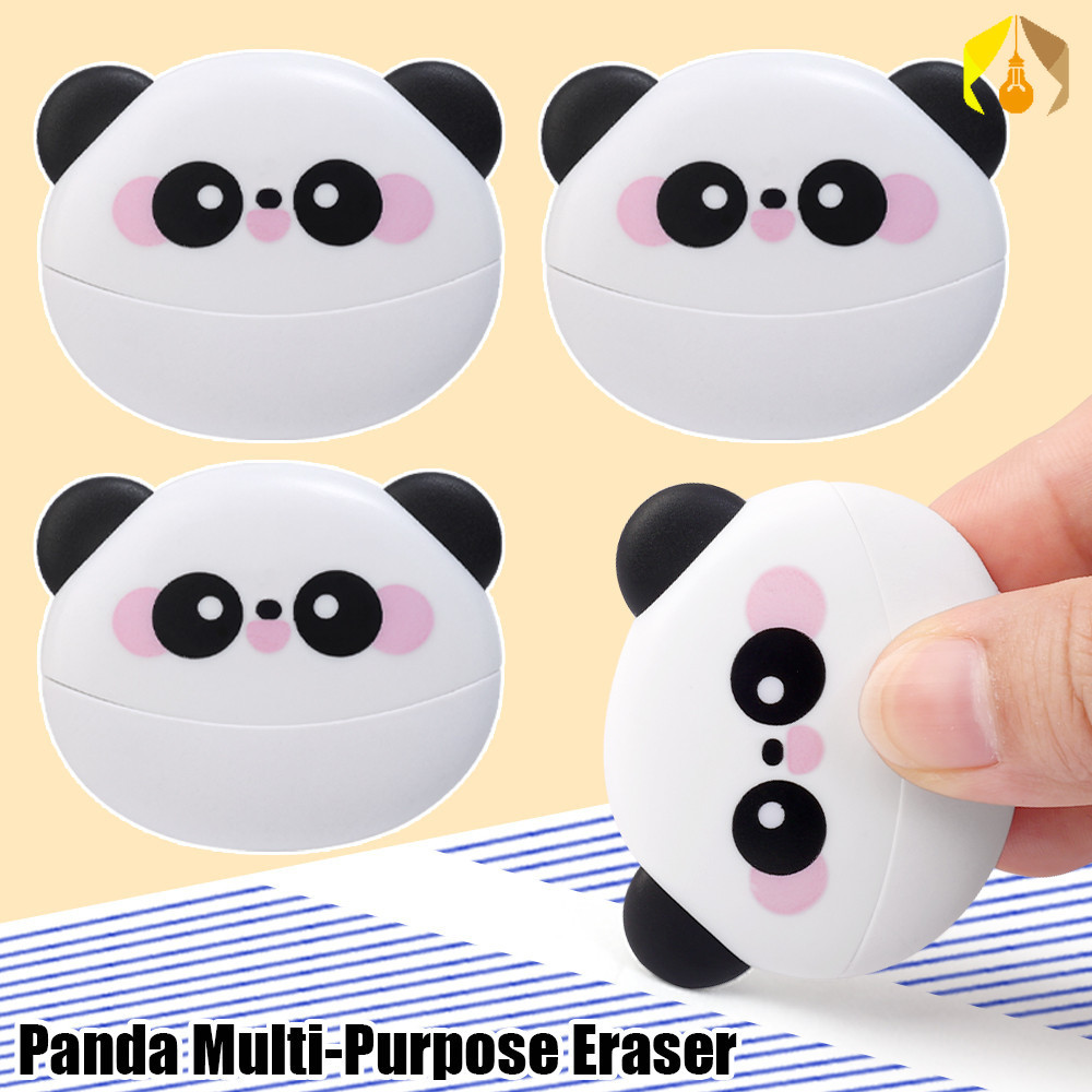 2-In-1 Cute Cartoon Panda Shaped Rubber Pencil Erasers - Portable Multi ...