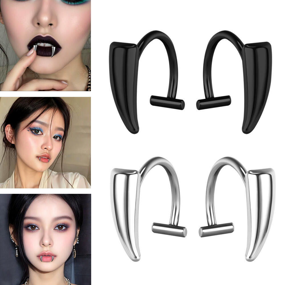 1 Pair Halloween Lip Clip Stainless Steel No Piercing Lip Ring Devil's